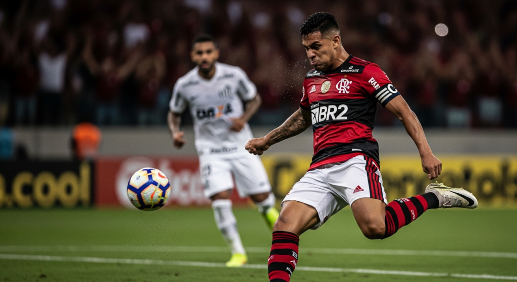 Pese a no contar con Pulgar: Flamengo remontó con autoridad a un Santos sin Neymar