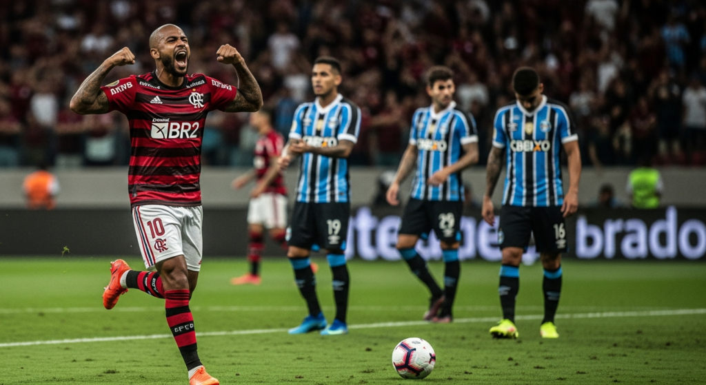 Pese a que no contó con Erick Pulgar: Flamengo derrotó a Gremio y no le pierde pisada al líder del Brasileirao