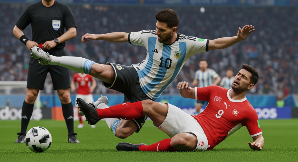 VIDEO | Por polémica simulación: Suiza se quedó con 10 jugadores ante Argentina tras expulsión advertida por el VAR